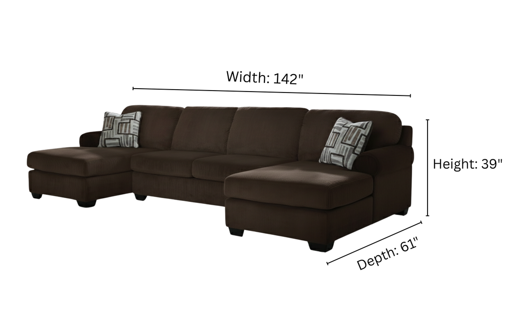 Modern Heritage Kimlee 3-Piece Sectional with Double Chaise