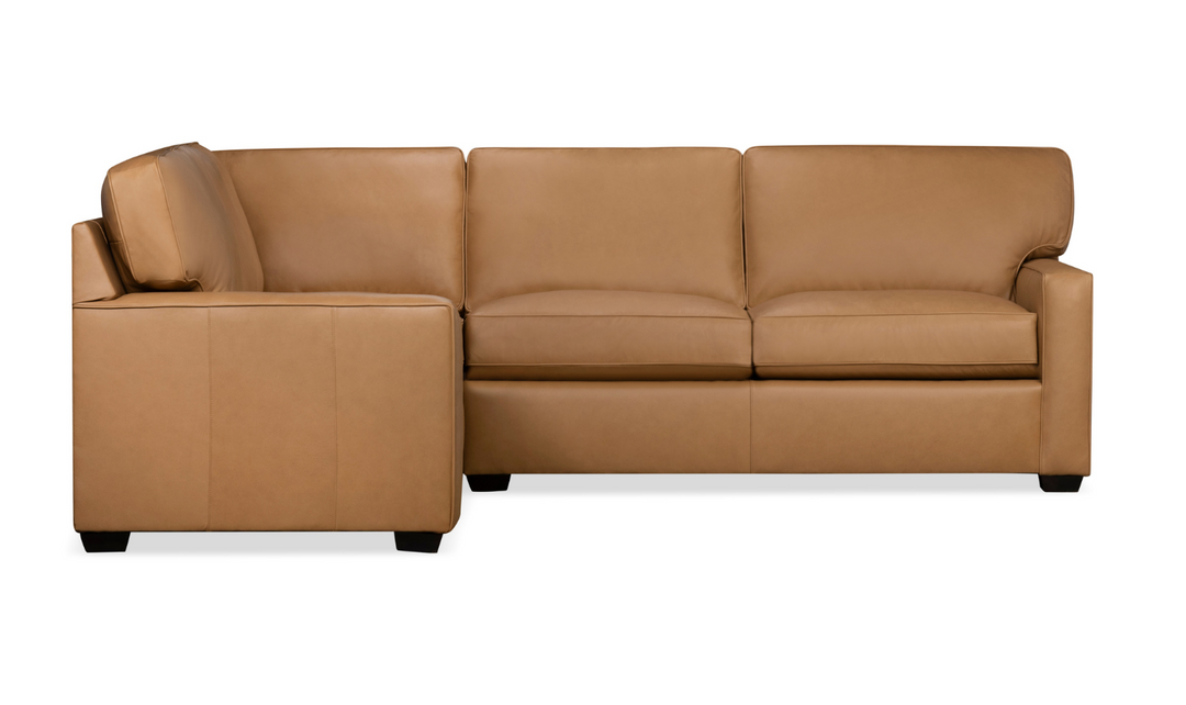 Klaussner Keyport L- Shaped Leather Sectional Sofa in Brown- Jennifer Furniture
