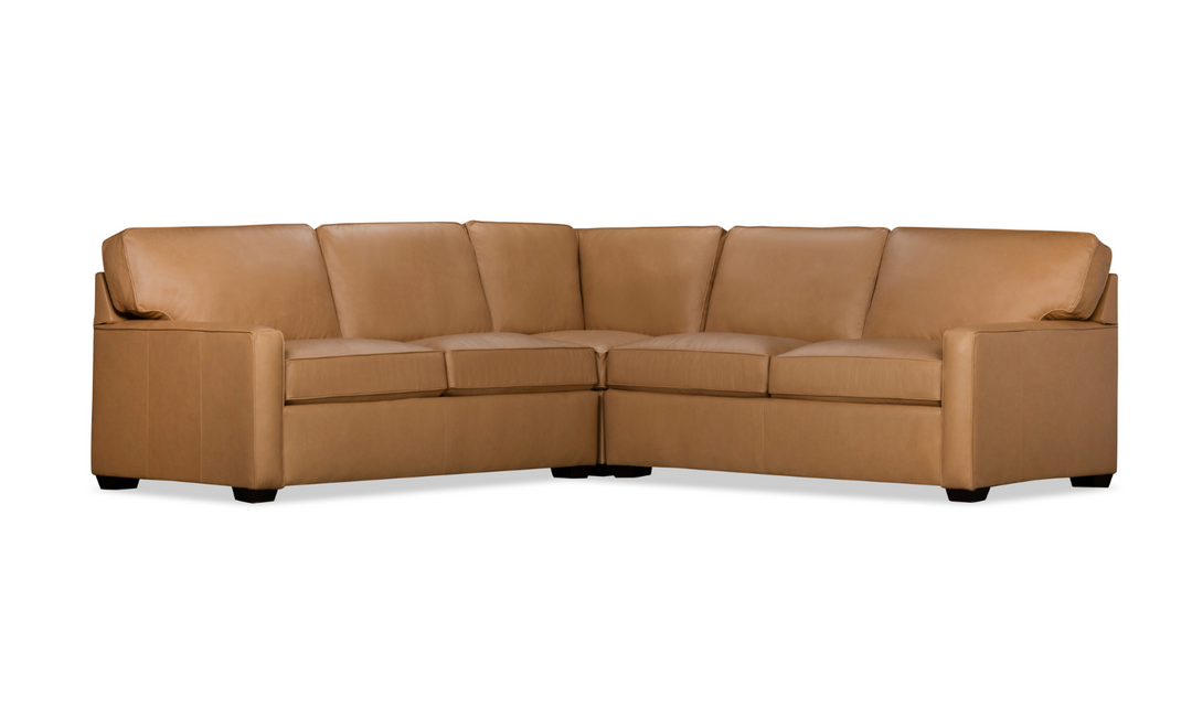 Klaussner Keyport L- Shaped Leather Sectional Sofa in Brown- Jennifer Furniture