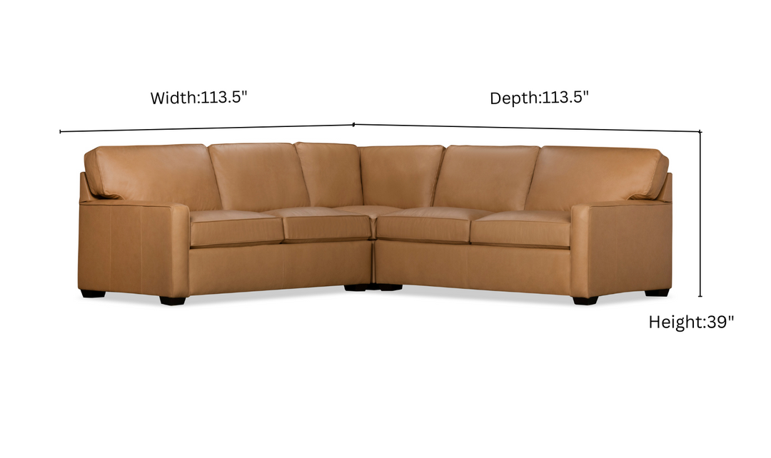 Klaussner Keyport L- Shaped Leather Sectional Sofa in Brown- Jennifer Furniture