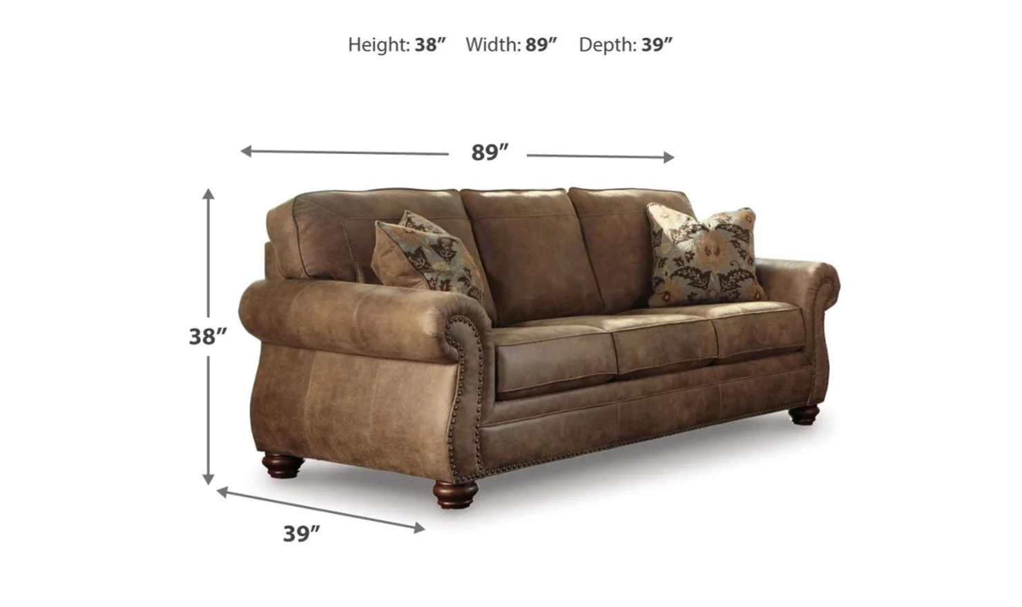 Modern Heritage Larkinhurst 3-Seater Earth Polyester Fabric Sofa