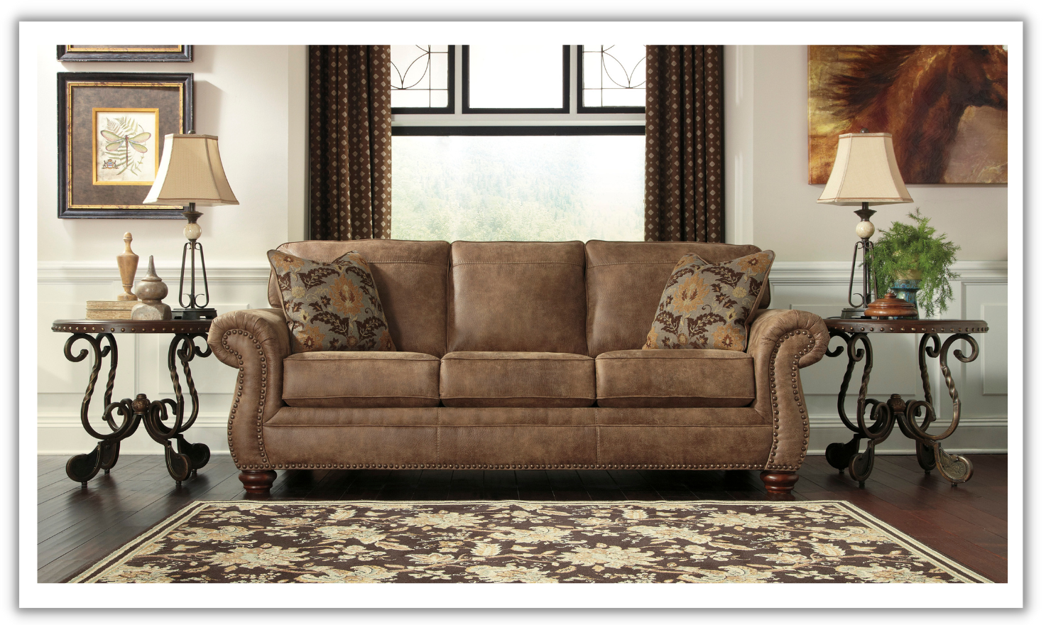 Modern Heritage Larkinhurst 3-Seater Earth Polyester Fabric Sofa