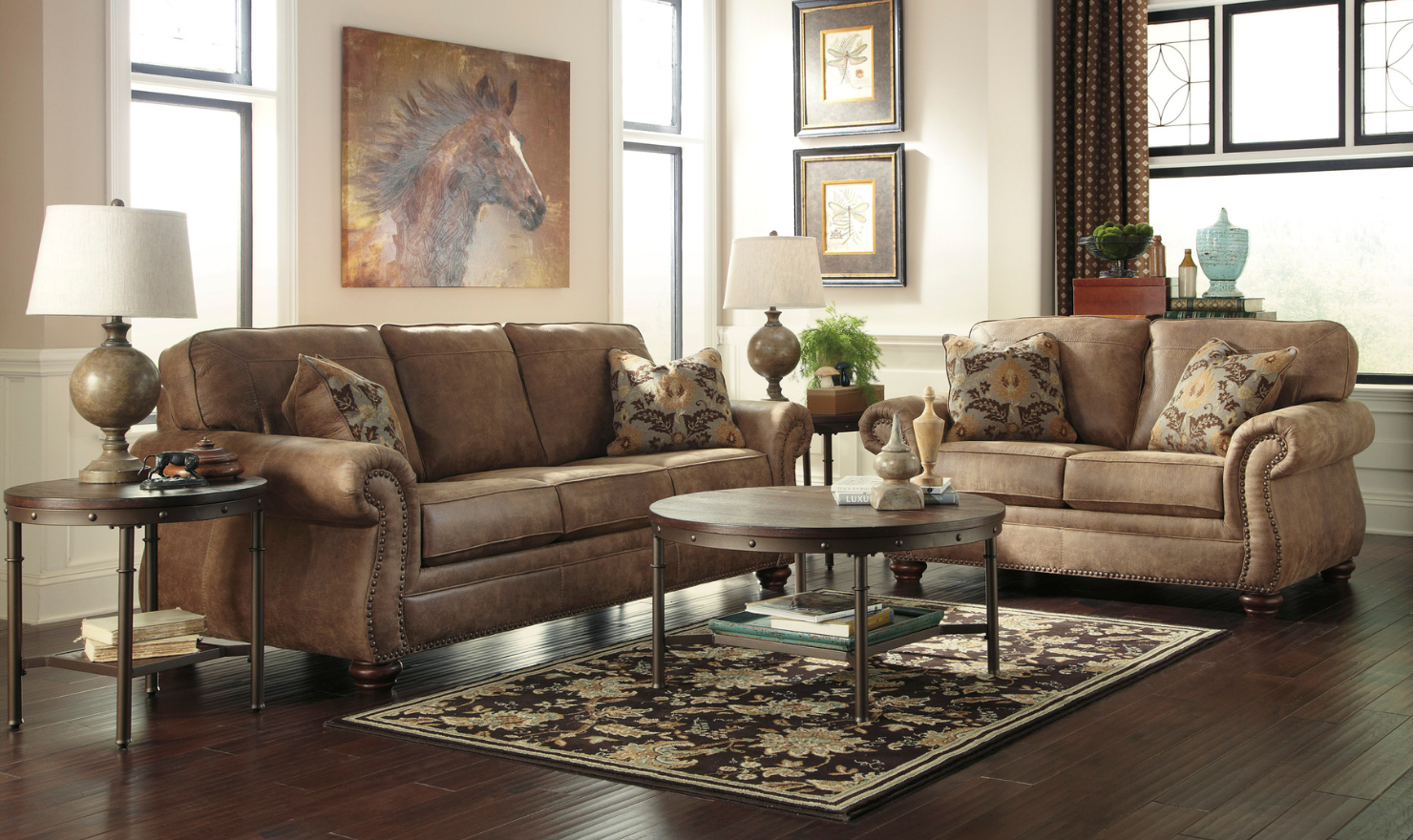 Modern Heritage Larkinhurst 3-Seater Earth Polyester Fabric Sofa