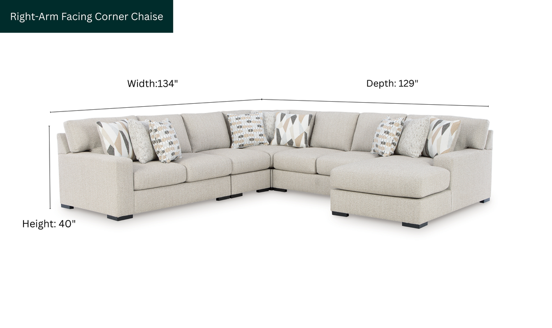 Modern Heritage Laurelgrove 5-Piece Sectional with Chaise
