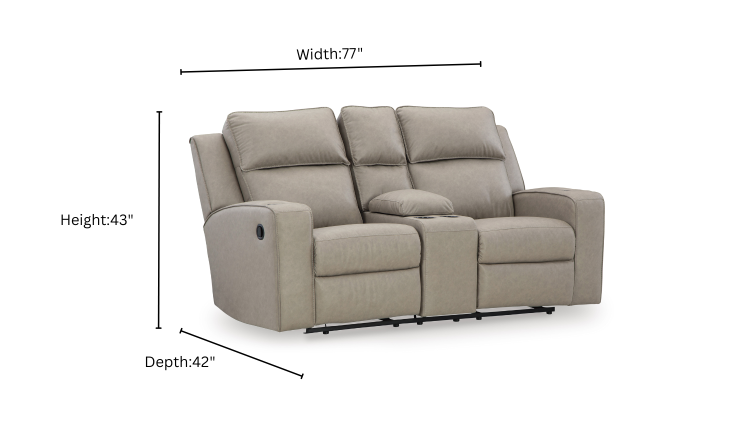 Modern Heritage Lavenhorne Faux Leather Double Recliner Loveseat With Console-Jennifer Furniture