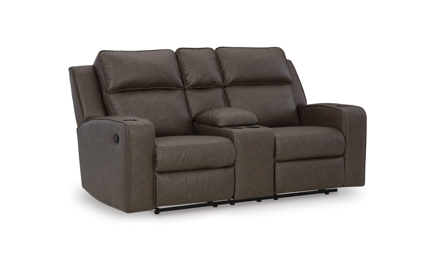 Modern Heritage Lavenhorne Faux Leather Double Recliner Loveseat With Console-Jennifer Furniture