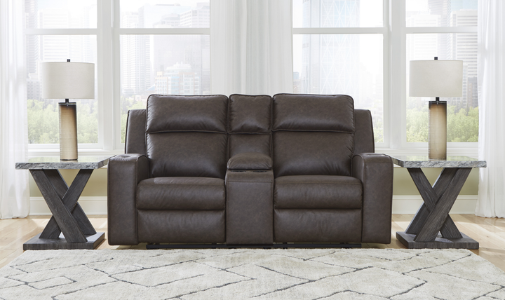 Modern Heritage Lavenhorne Faux Leather Double Recliner Loveseat With Console