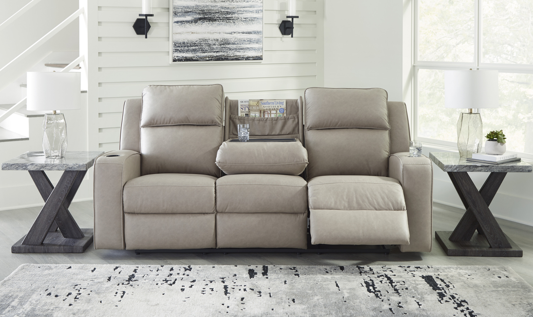 Modern Heritage Lavenhorne Faux Leather Double Recliner Loveseat With Console