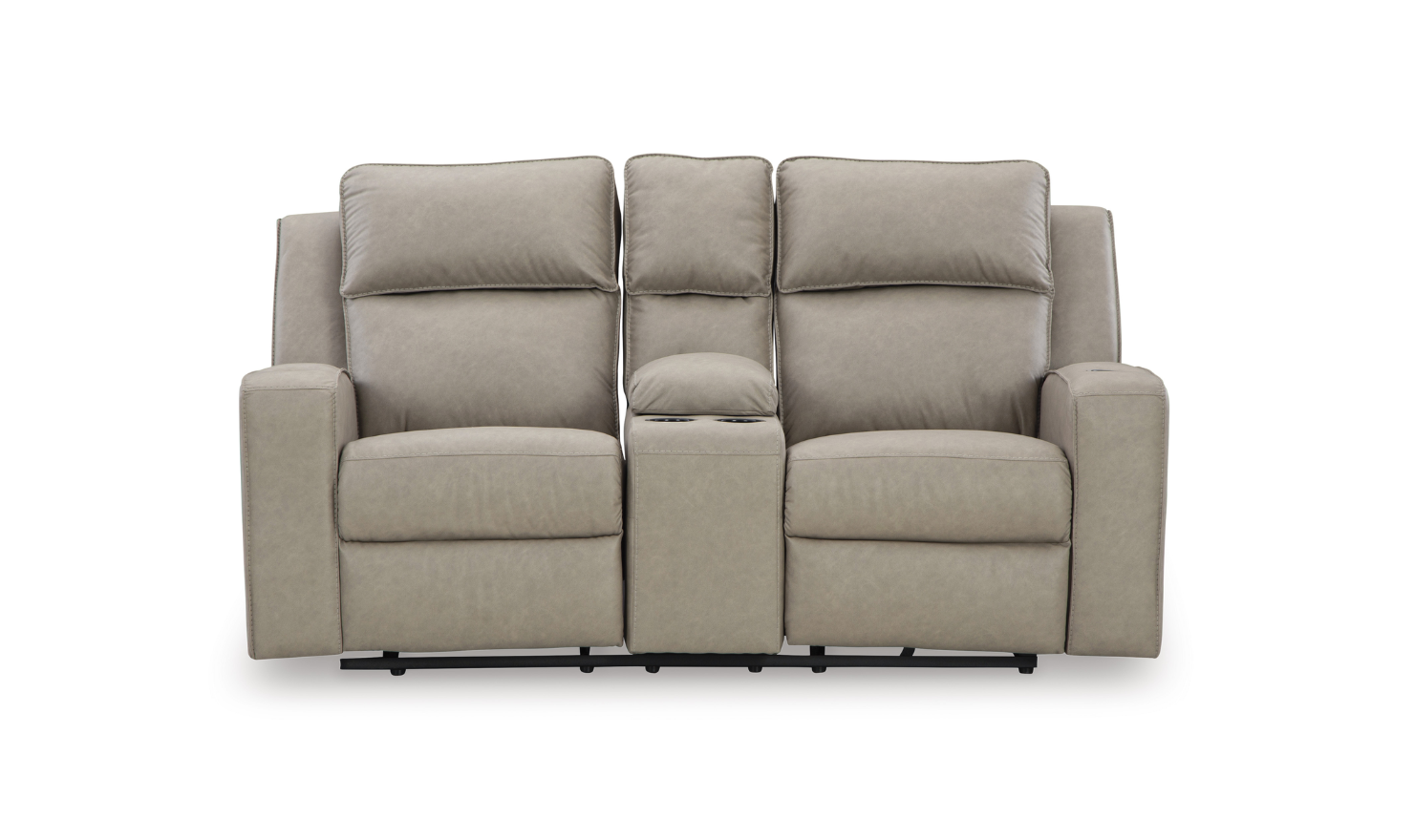 Modern Heritage Lavenhorne Faux Leather Double Recliner Loveseat With Console-Jennifer Furniture