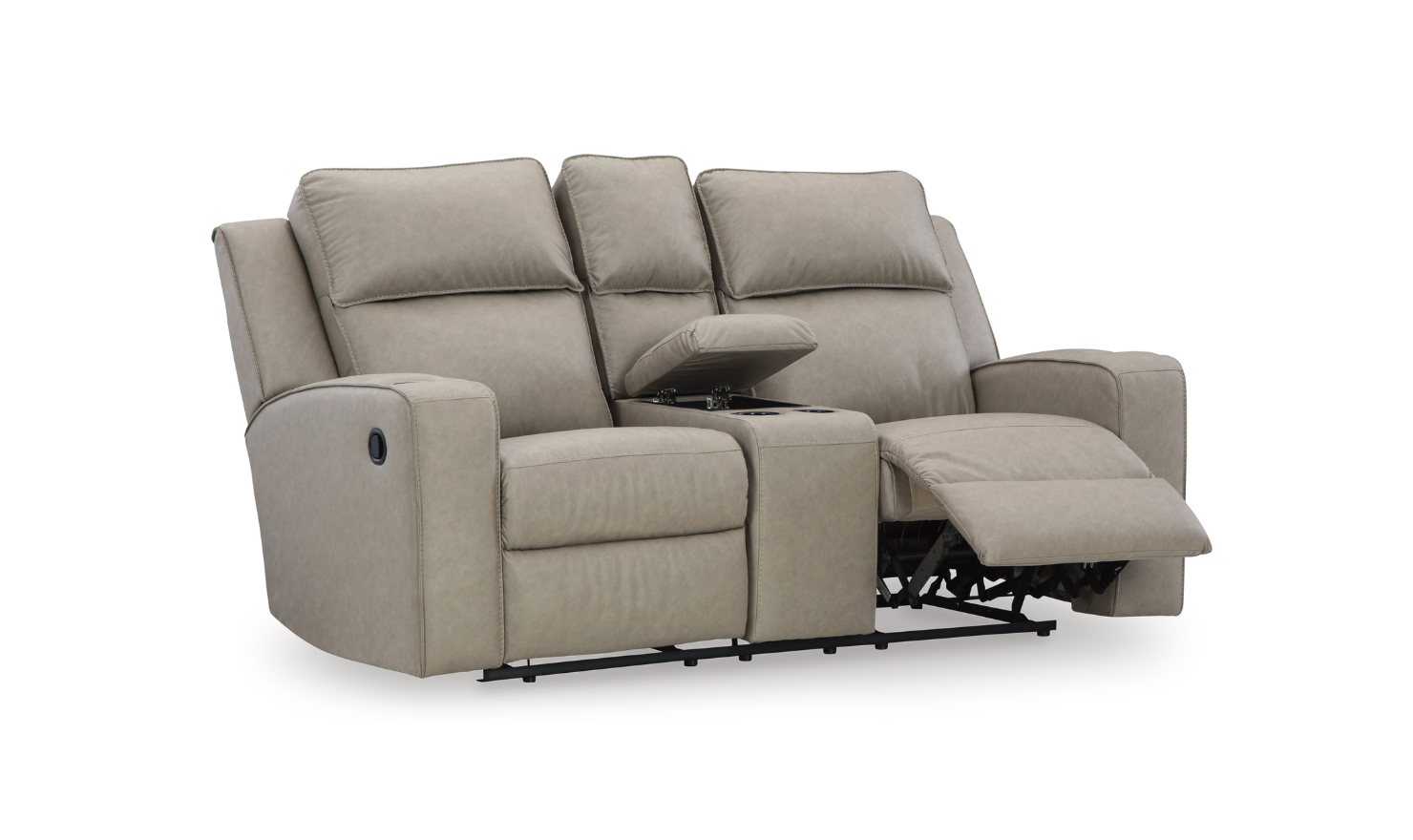 Modern Heritage Lavenhorne Faux Leather Double Recliner Loveseat With Console-Jennifer Furniture