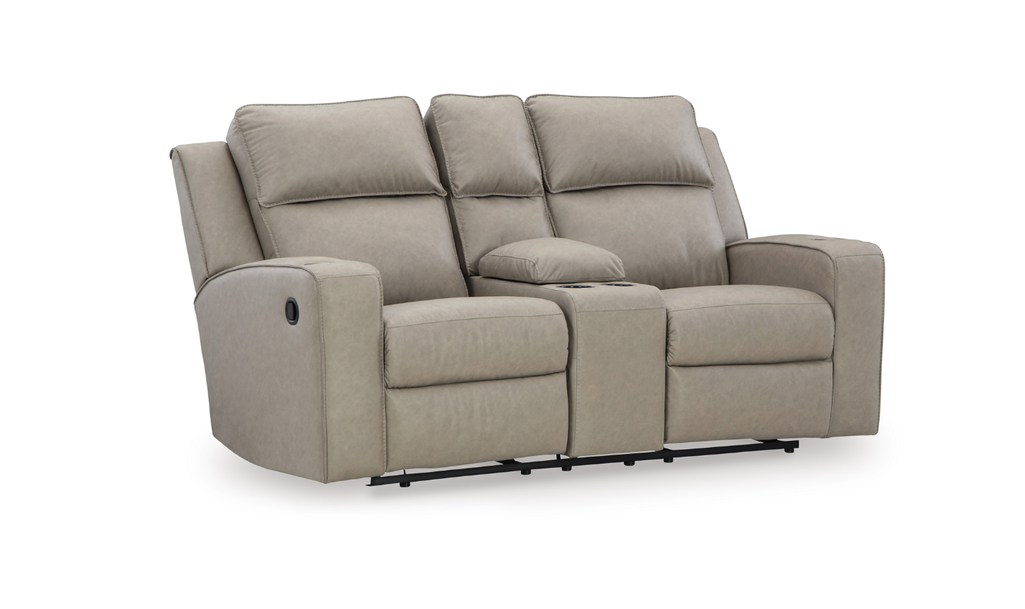 Modern Heritage Lavenhorne Faux Leather Double Recliner Loveseat With Console-Jennifer Furniture