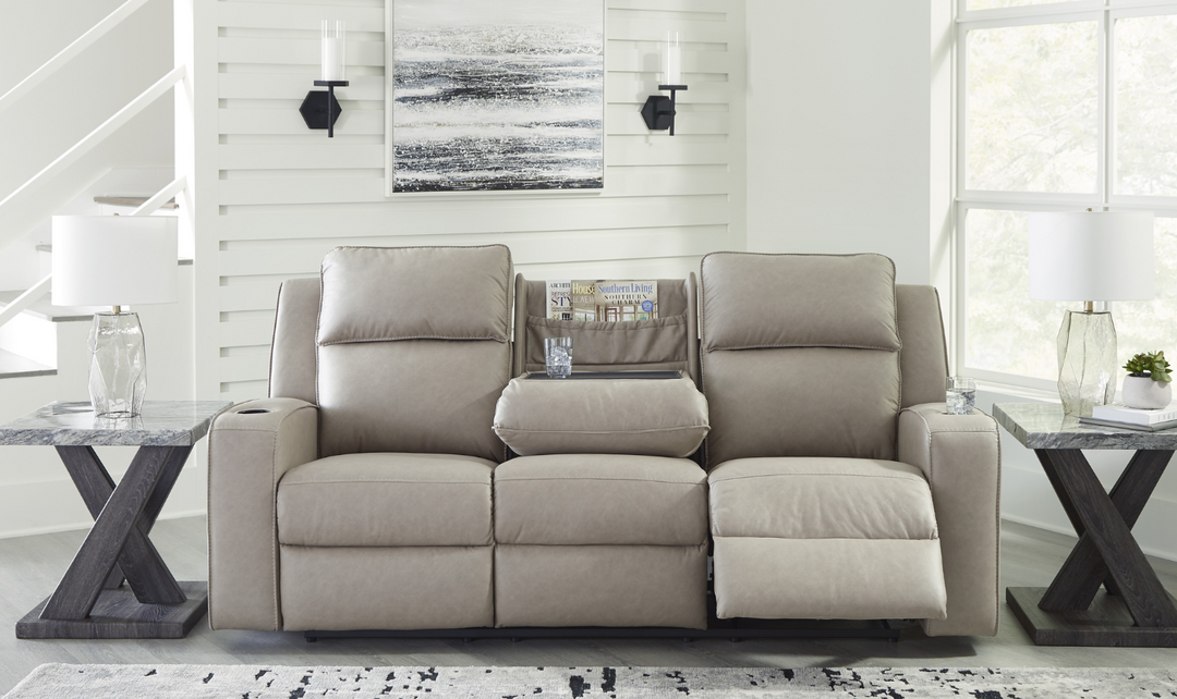 Modern Heritage Lavenhorne Faux Leather Double Recliner Loveseat With Console-Jennifer Furniture