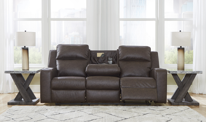 Modern Heritage Lavenhorne Faux Leather Double Recliner Loveseat With Console