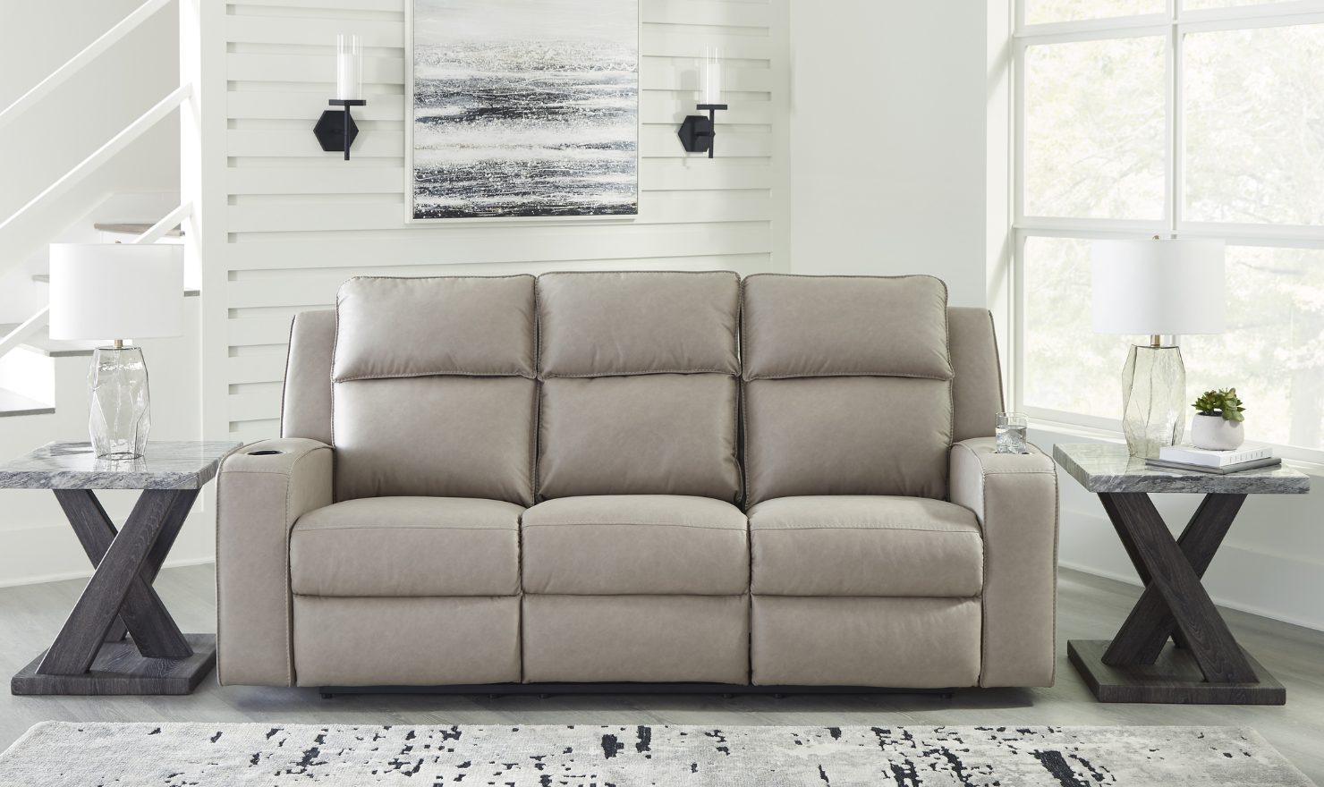 Modern Heritage Lavenhorne Leather Recliner Sofa With Drop Down Table-Jennifer Furniture
