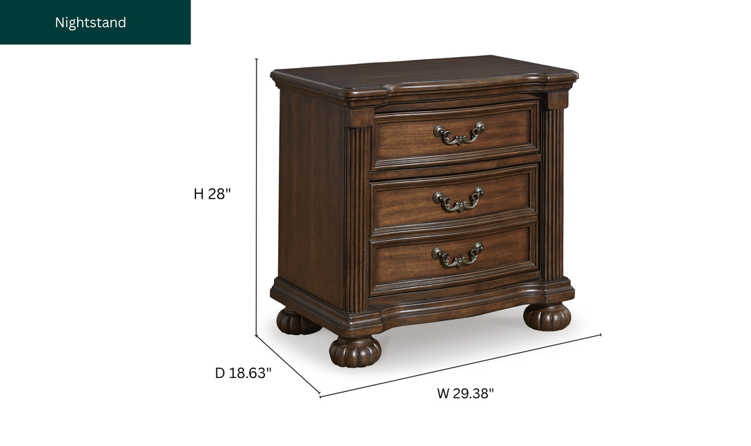 Modern Heritage Lavinton Three Drawer Nightstand-Jennifer Furniture