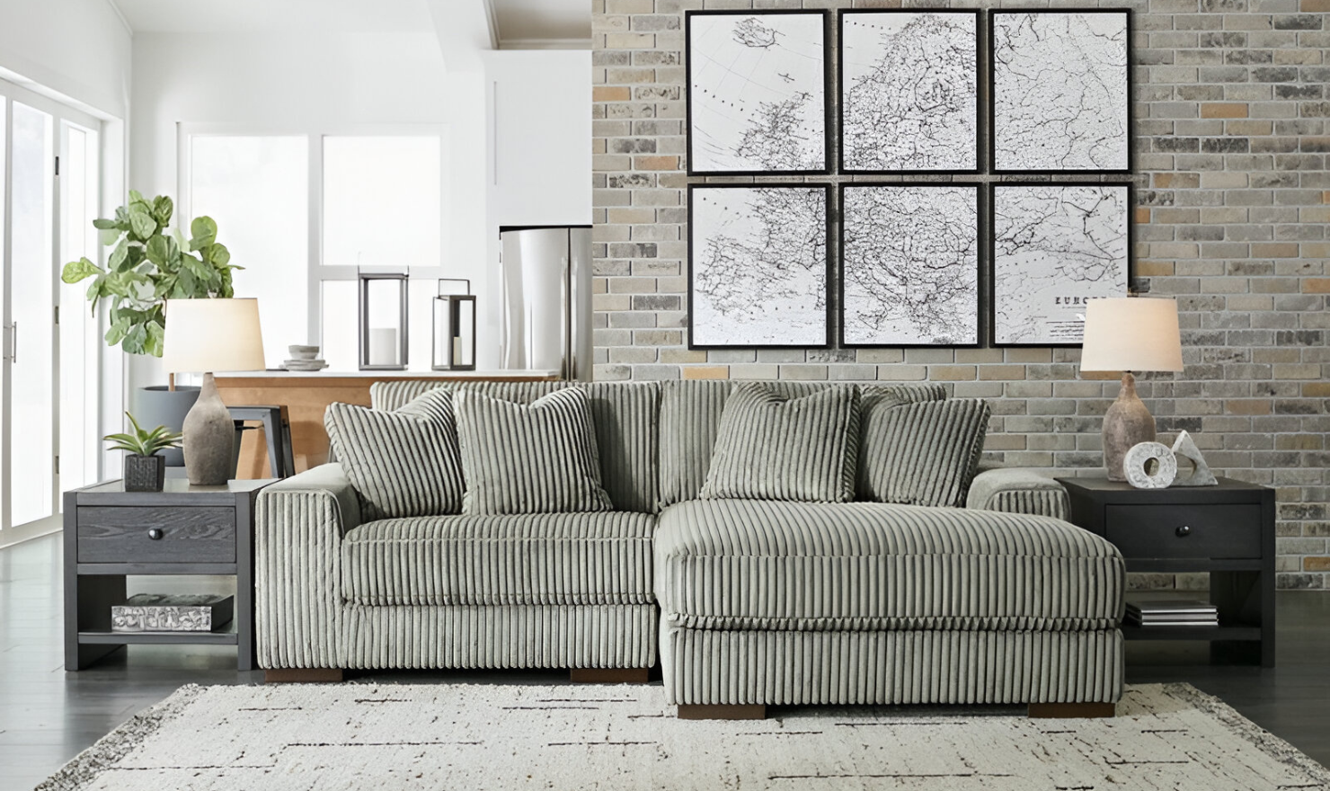 Modern Heritage Lindyn 2 Piece Fabric Sectional Sofa with Chaise Option