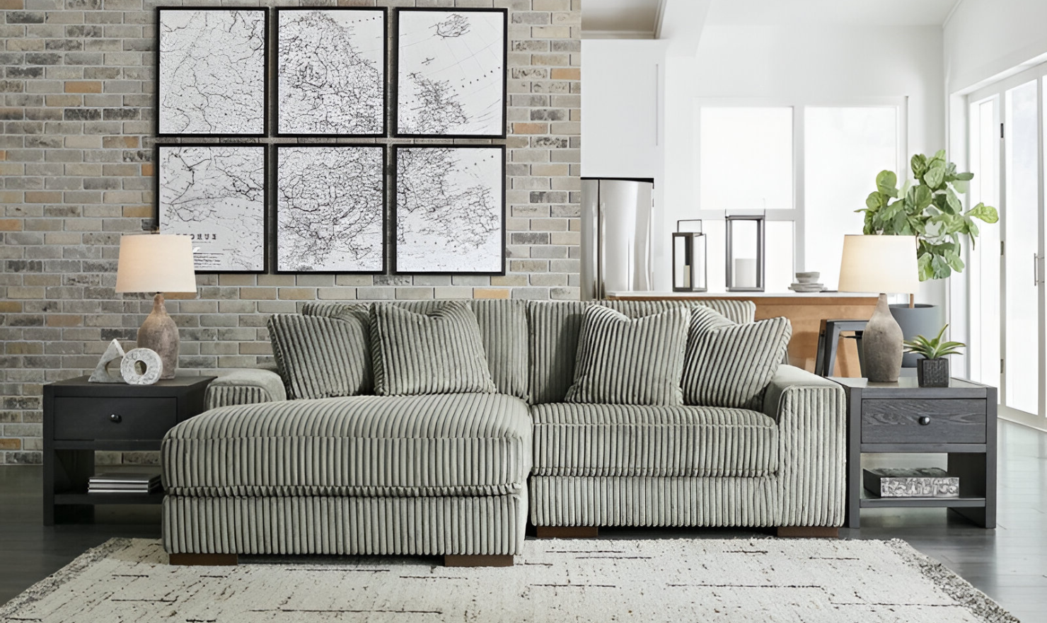 Modern Heritage Lindyn 2 Piece Fabric Sectional Sofa with Chaise Option