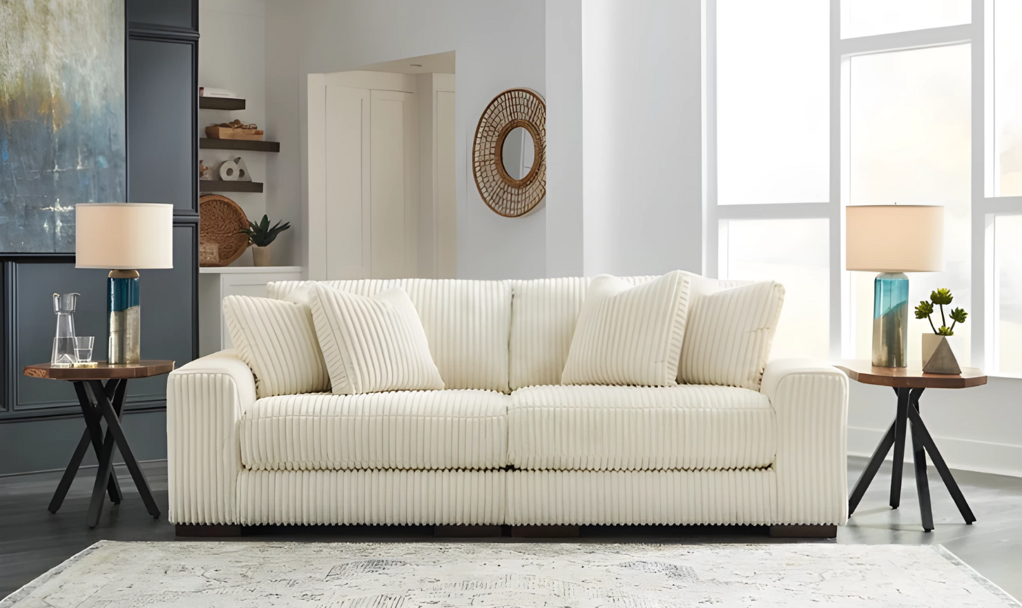 Modern Heritage Lindyn 2 Piece Fabric Sectional Sofa with Chaise Option