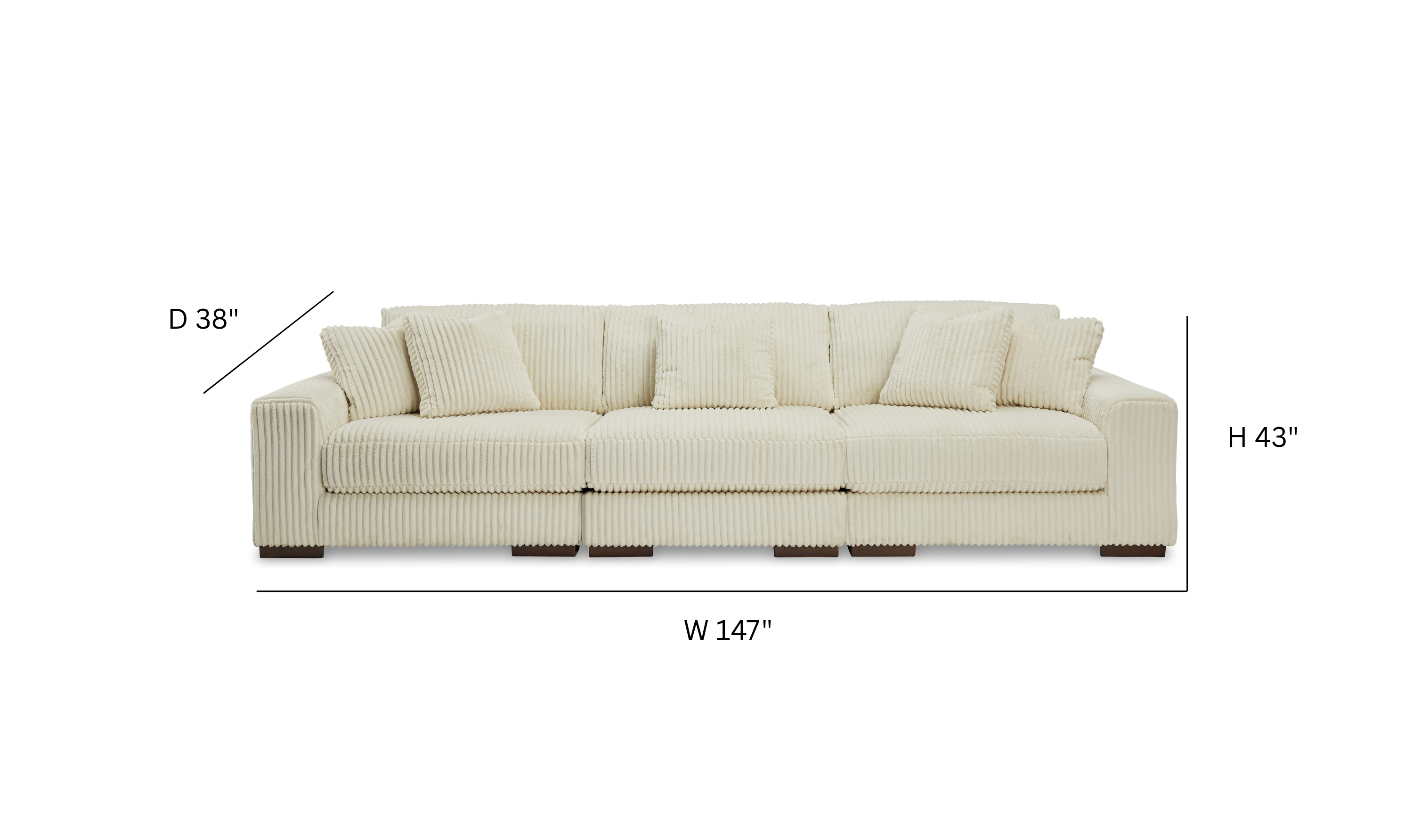 Modern Heritage Lindyn 3-Piece Stationary Fabric Sectional Sofa