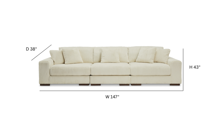 Modern Heritage Lindyn 3-Piece Stationary Fabric Sectional Sofa