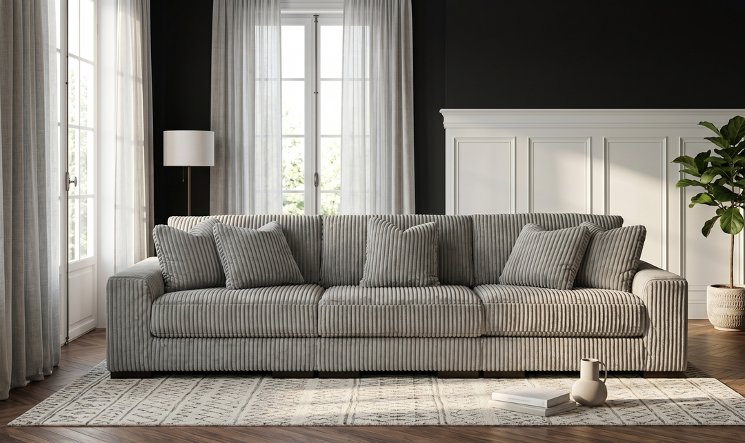 Modern Heritage Lindyn 3-Piece Stationary Fabric Sectional Sofa