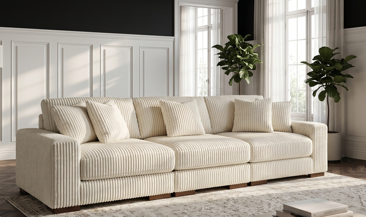 Modern Heritage Lindyn 3-Piece Stationary Fabric Sectional Sofa