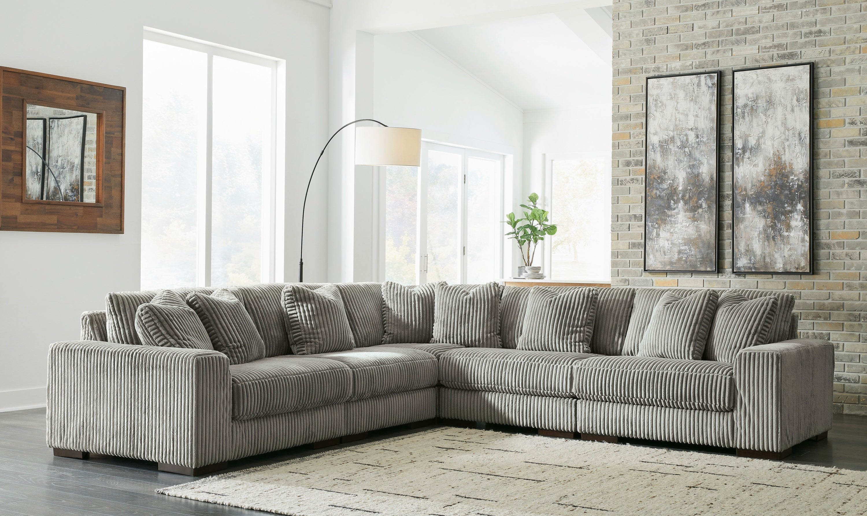 Modern Heritage Lindyn 5 Pieces Fabric Sectional With Chaise-Jennifer Furniture