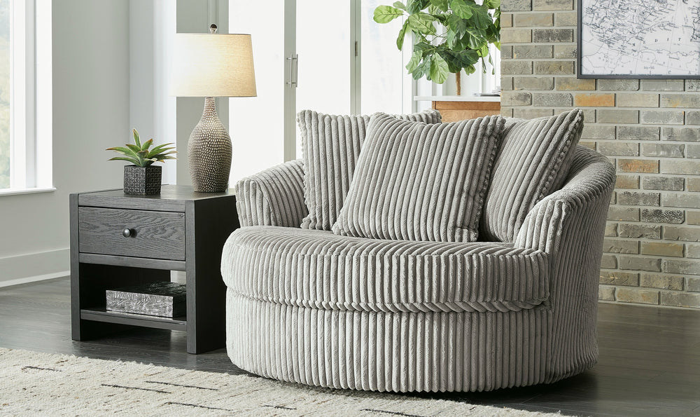 Modern Heritage Lindyn Round Oversized Swivel Accent Chair-Jennifer Furniture