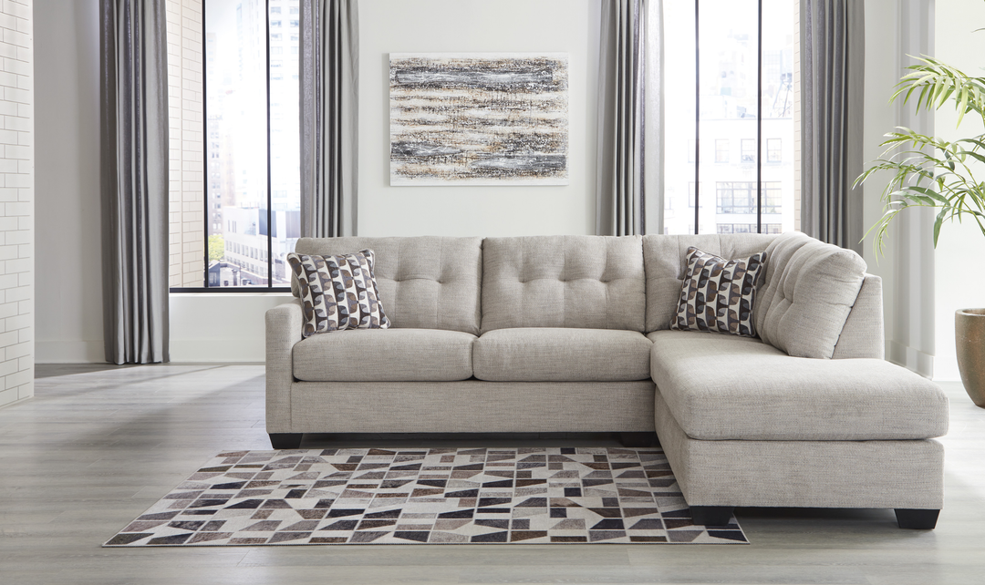 Modern Heritage Mahoney 2-Piece Full Sleeper Sectional with Chaise In Fabric-Jennifer Furniture