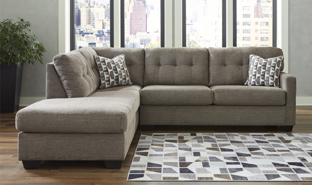 Modern Heritage Mahoney 2-Piece Full Sleeper Sectional with Chaise In Fabric-Jennifer Furniture