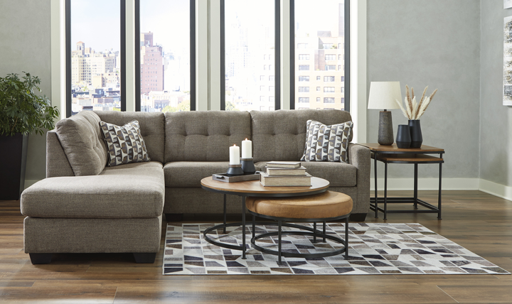 Modern Heritage Mahoney 2-Piece Full Sleeper Sectional with Chaise In Fabric