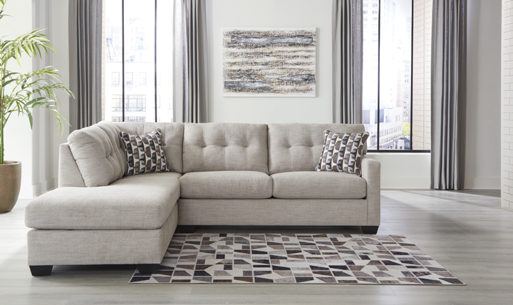 Modern Heritage Mahoney 2-Piece Full Sleeper Sectional with Chaise In Fabric-Jennifer Furniture