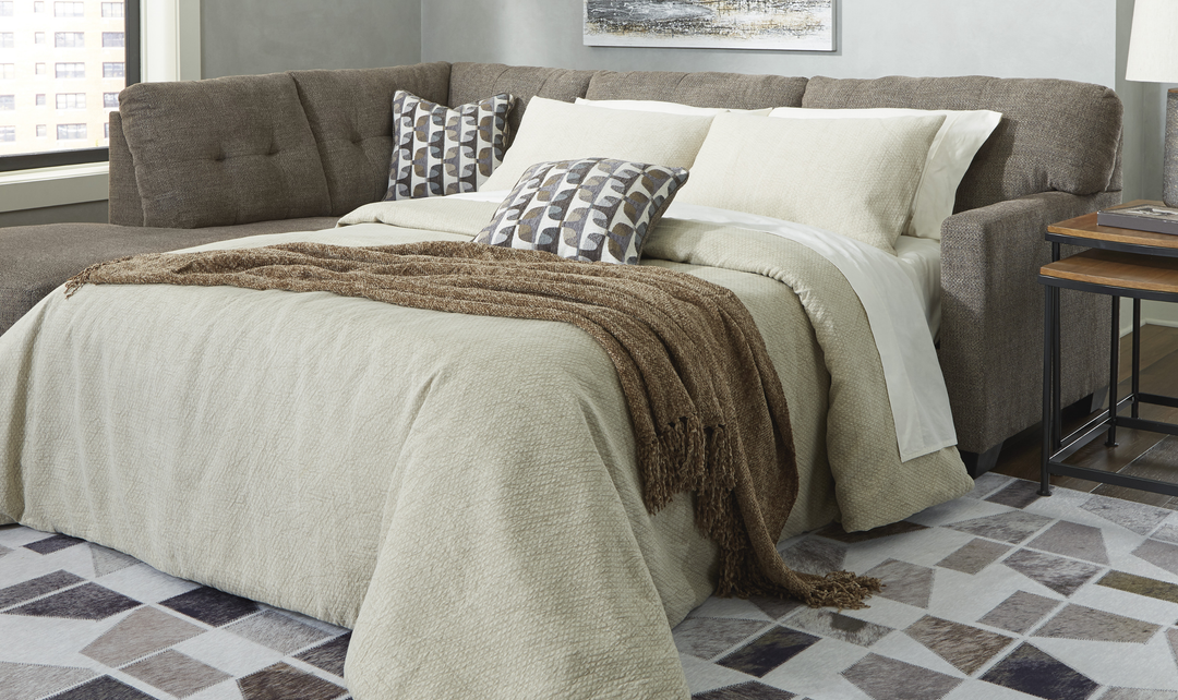 Modern Heritage Mahoney 2-Piece Full Sleeper Sectional with Chaise In Fabric-Jennifer Furniture