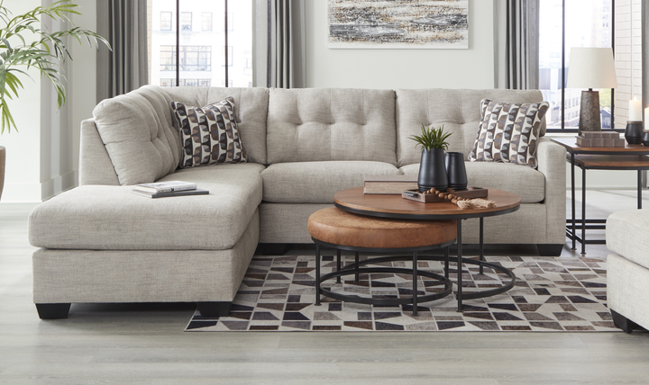 Modern Heritage Mahoney 2-Piece Full Sleeper Sectional with Chaise In Fabric-Jennifer Furniture