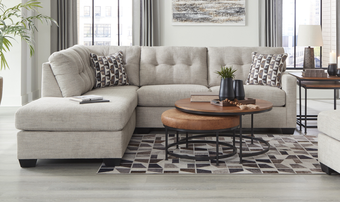 Modern Heritage Mahoney 2-Piece Full Sleeper Sectional with Chaise In Fabric-Jennifer Furniture