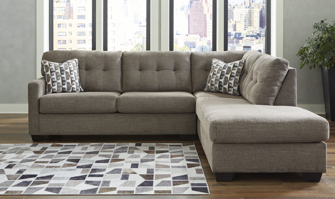 Modern Heritage Mahoney 2-Piece Full Sleeper Sectional with Chaise In Fabric-Jennifer Furniture