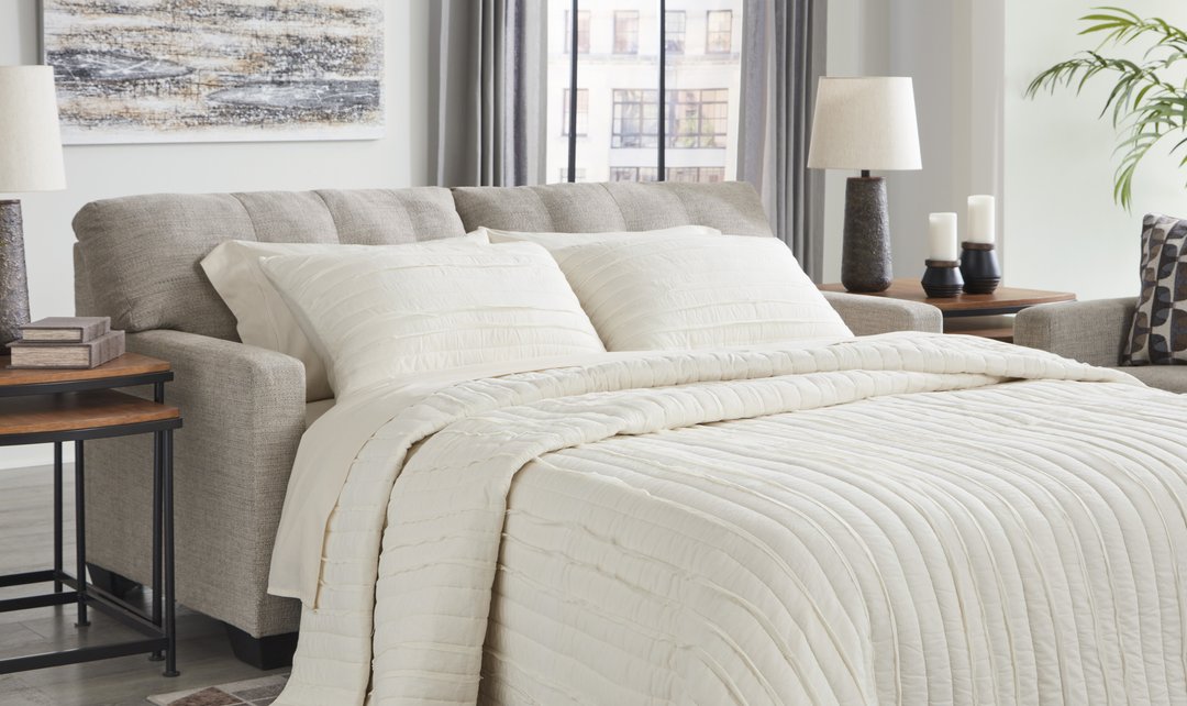 Modern Heritage Mahoney 2-Seater Fabric Full Sofa Sleeper With Accent Pillows