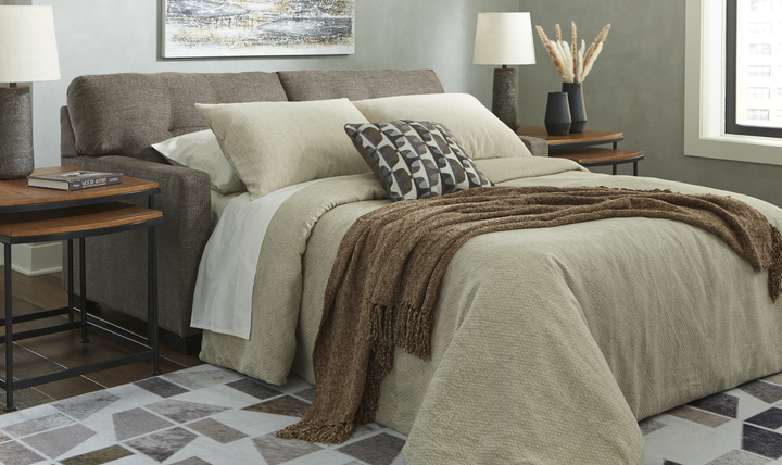 Modern Heritage Mahoney 2-Seater Fabric Full Sofa Sleeper With Accent Pillows