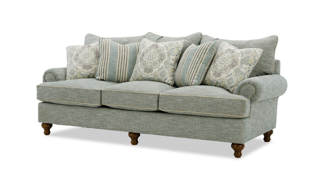 Klaussner Fairview Fabric Roll Arm Sofa with Accent Pillows-Jennifer Furniture
