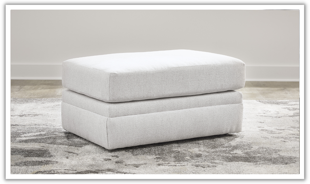 Modern Heritage Maitelynn Chalk Fabric Ottoman-Jennifer Furniture