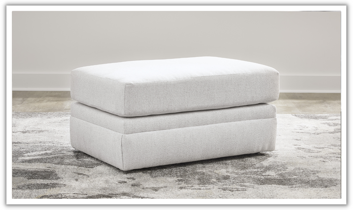 Modern Heritage Maitelynn Chalk Fabric Ottoman-Jennifer Furniture