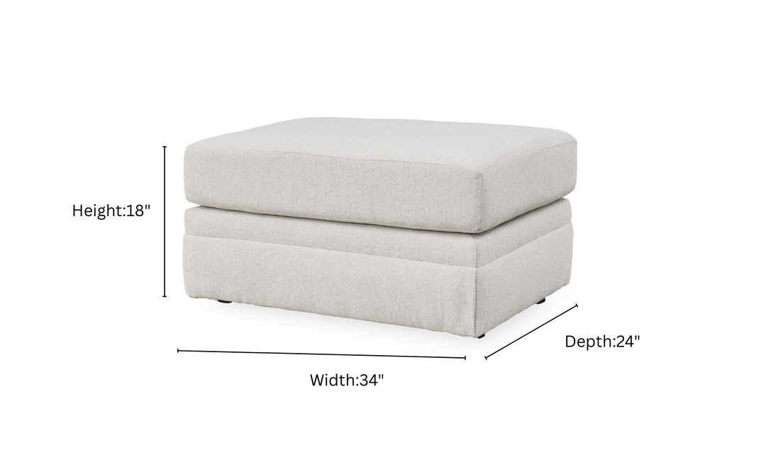Modern Heritage Maitelynn Chalk Fabric Ottoman-Jennifer Furniture