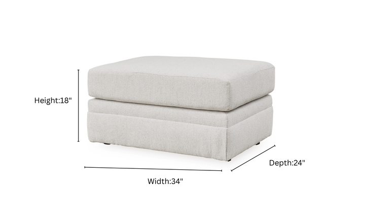 Modern Heritage Maitelynn Chalk Fabric Ottoman-Jennifer Furniture
