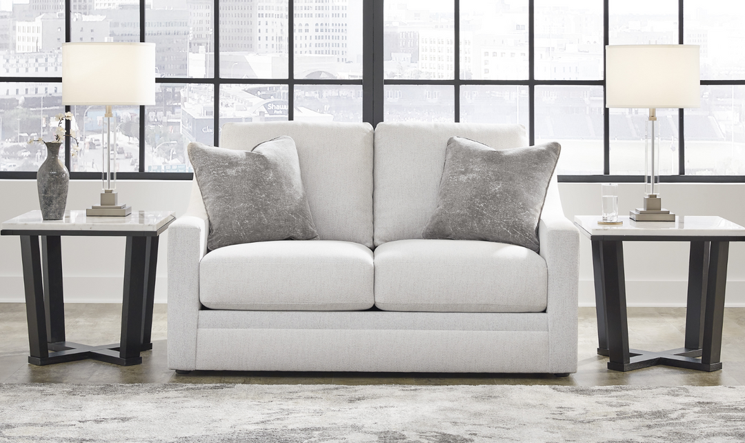 Modern Heritage Maitelynn Fabric Loveseat In Chalk-jennifer Furniture