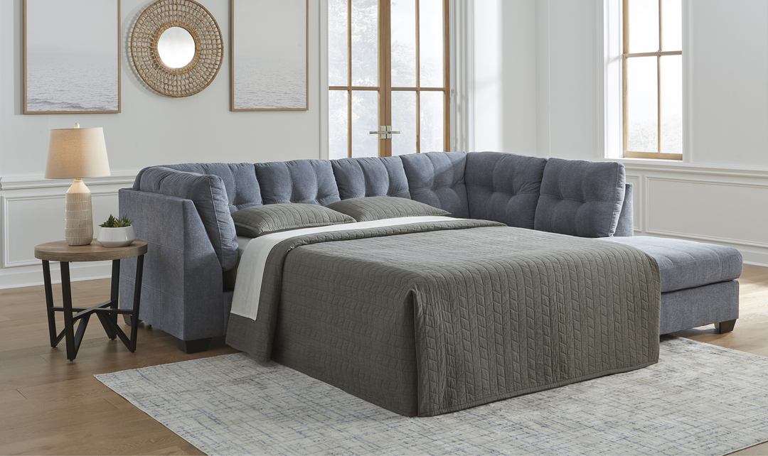 Modern Heritage Marleton 2-Piece Fabric Full Sleeper Sectional with Chaise-Jennifer Furniture