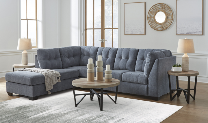 Modern Heritage Marleton 2-Piece Fabric Full Sleeper Sectional with Chaise-Jennifer Furniture