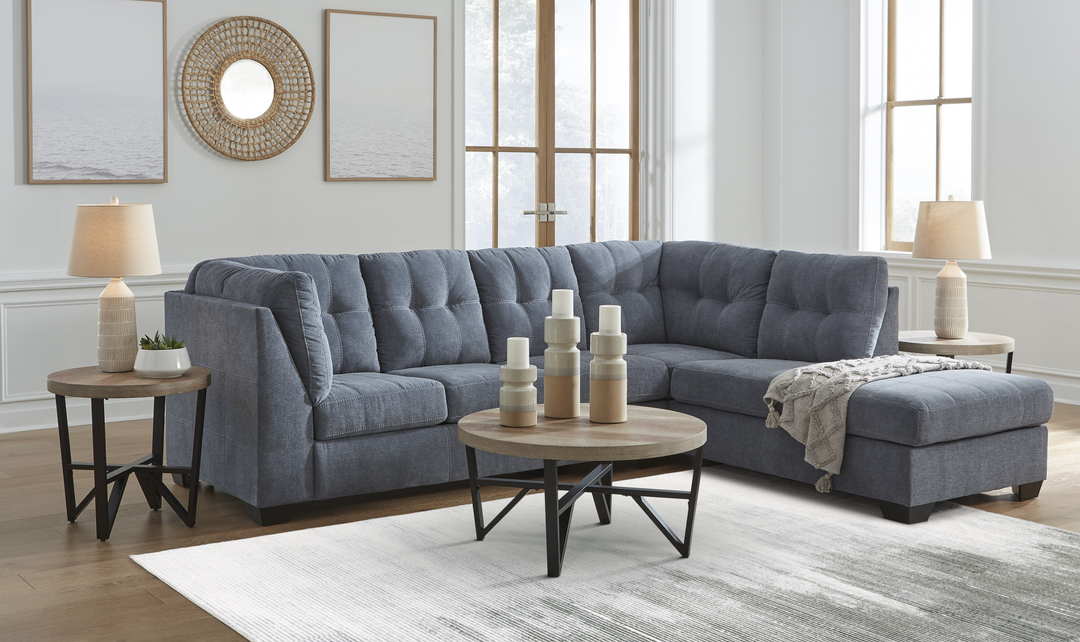 Modern Heritage Marleton 2-Piece Fabric Full Sleeper Sectional with Chaise-Jennifer Furniture