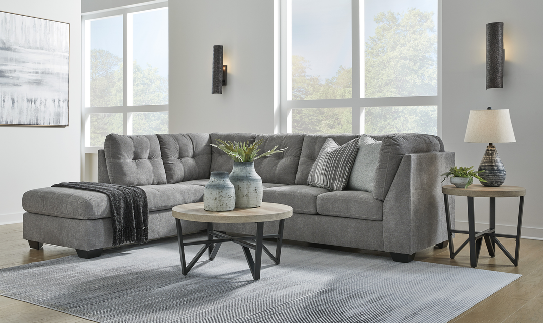 Modern Heritage Marleton 2-Piece Tufted Fabric Sectional with Chaise - Jennifer Furniture
