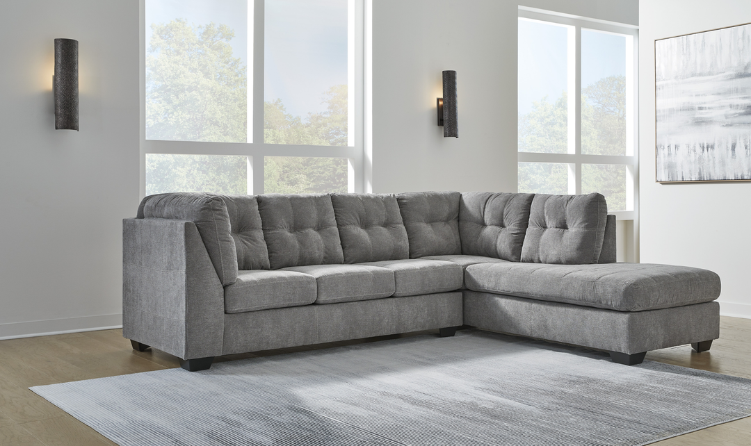 Modern Heritage Marleton 2-Piece Tufted Fabric Sectional with Chaise - Jennifer Furniture