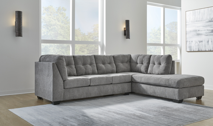Modern Heritage Marleton 2-Piece Tufted Fabric Sectional with Chaise - Jennifer Furniture